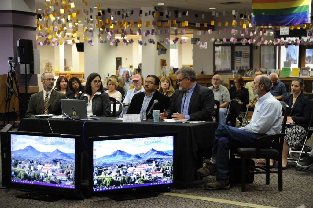 Entity not backing down from its Gila diversion designs (Press File Photo by Geoffrey Plant) From left, Grant County Commissioner Harry Browne, who also serves on the board of the Gila Resources Information Project; Allyson Siwik of the Gila Conservation Coalition; Anthony Gutierrez, executive director of the N.M. CAP Entity; Rolf Schmidt-Petersen, director of the New Mexico Interstate Stream Commission; and Howard Hutchinson, who represents the San Francisco Soil and Water Conservation District on the N.M. CAP Entity board, answer questions from dozens of members of the N.M. Legislature during a meeting of the Water and Natural Resources Committee inside Western New Mexico University’s Miller Library last year.