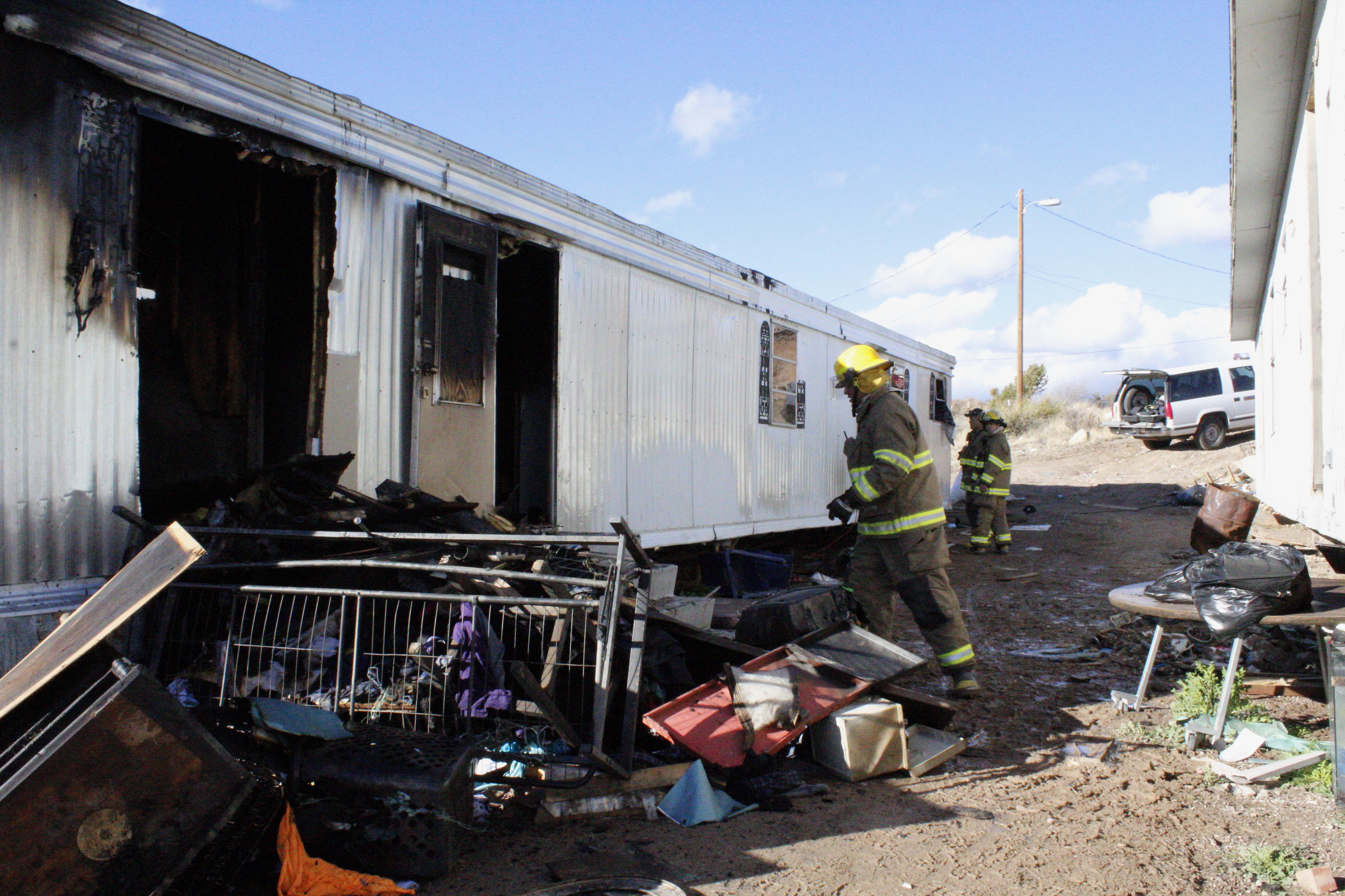 Fire destroys mobile home